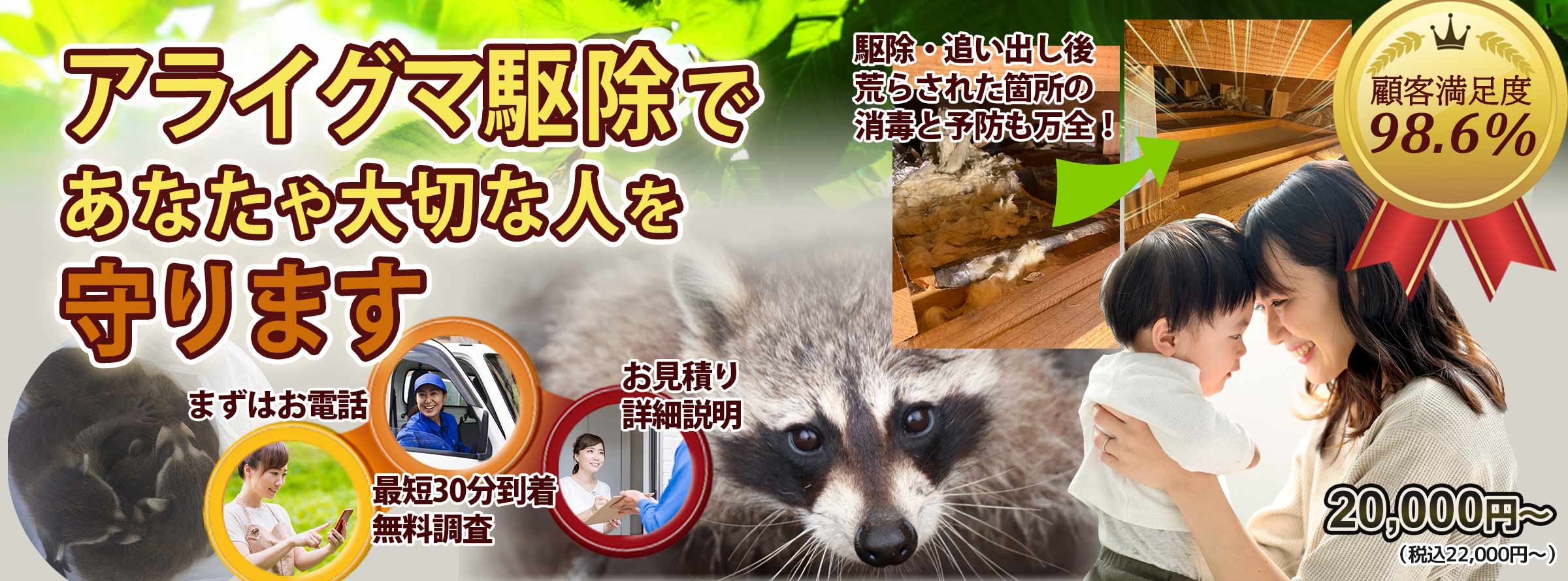 武蔵嵐山駅周辺のアライグマのお悩み、お任せください！